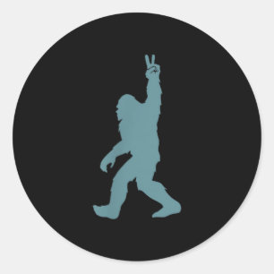 Funny Bigfoot Sasquatch Peace Sign Big Foot Squatc Classic Round Sticker