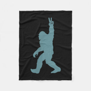 Funny Bigfoot Sasquatch Peace Sign Big Foot Squatc Fleece Blanket
