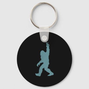 Funny Bigfoot Sasquatch Peace Sign Big Foot Squatc Key Ring