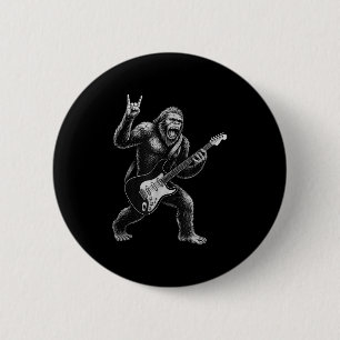 Funny Bigfoot Sasquatch Playing Guitar, Rock And R 6 Cm Round Badge