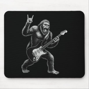 Funny Bigfoot Sasquatch Playing Guitar, Rock And R Mouse Mat