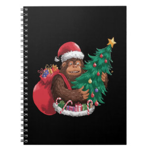 Funny Bigfoot Sasquatch Santa Christmas Tree Holid Notebook