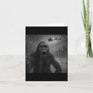 Funny Bigfoot Sasquatch Selfie Santa Claus Xmas Ch Card