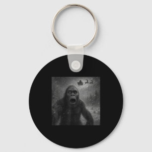 Funny Bigfoot Sasquatch Selfie Santa Claus Xmas Ch Key Ring