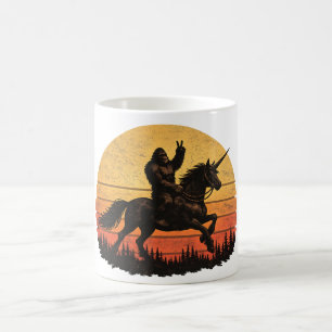 Funny Bigfoot Sasquatch & Unicorn Retro Legends Coffee Mug