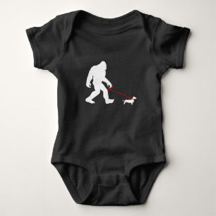 Funny Bigfoot Sasquatch Walking Dachshund Weiner D Baby Bodysuit