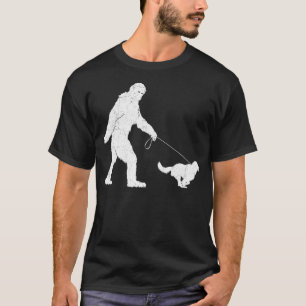 Funny Bigfoot Sasquatch Walking Golden Retriever D T-Shirt