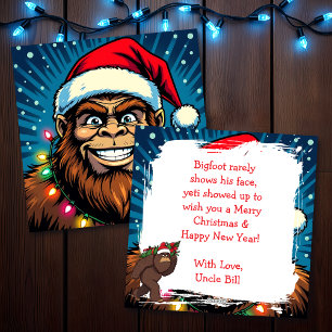 Funny Bigfoot Sasquatch Yeti Christmas Holiday Card