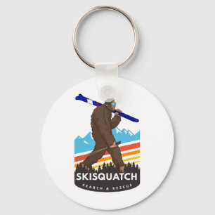 Funny Bigfoot Skiing Skisquatch Search And Rescue Key Ring
