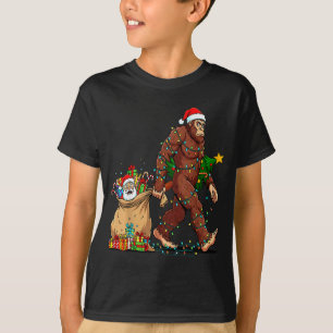 Funny Bigfoot Steals Santa &amp; Xmas Tree - Chris T-Shirt