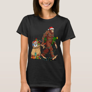 Funny Bigfoot Steals Santa & Xmas Tree - Chris T-Shirt