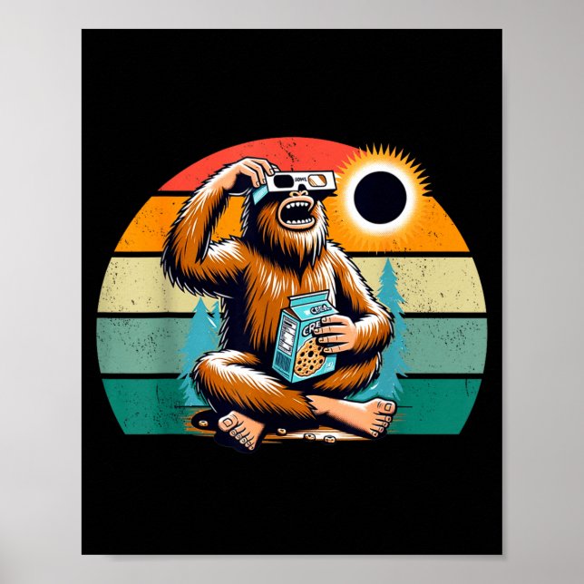Funny Bigfoot Total Solar Eclipse 4 Poster (Front)