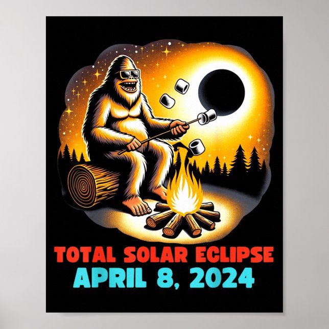 Funny Bigfoot Total Solar Eclipse 4 Poster (Front)