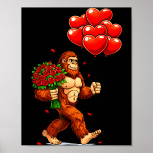 Funny Bigfoot Valentine Love Hearts Sasquatch Grap Poster