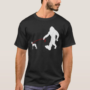 Funny Bigfoot Walking With Great Dane Dog Gifts Me T-Shirt