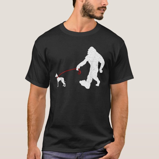 Funny Bigfoot Walking With Great Dane Dog Gifts Me T-Shirt (Front)
