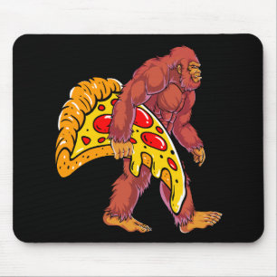 Funny Bigfoot Walking with Large Pizza Slice Mouse Mat