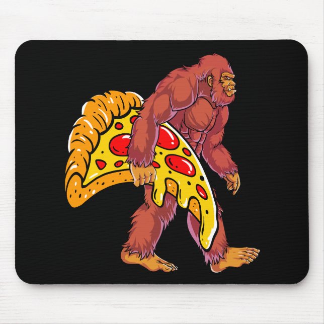 Funny Bigfoot Walking with Large Pizza Slice Mouse Mat (Front)