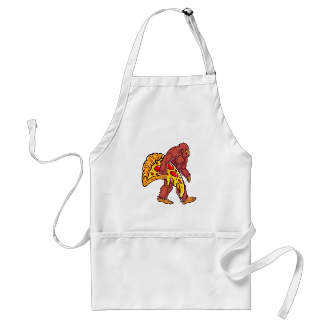Funny Bigfoot Walking with Large Pizza Slice Standard Apron (Front)