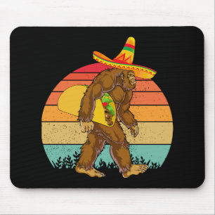 Funny Bigfoot Walking with Large Taco Mouse Mat