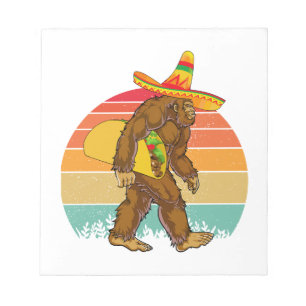 Funny Bigfoot Walking with Large Taco Notepad