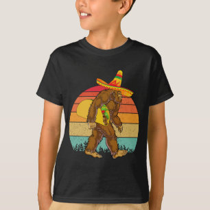 Funny Bigfoot Walking with Large Taco T-Shirt