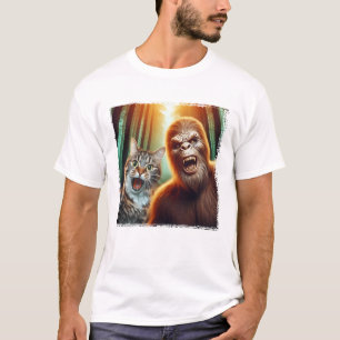 Funny Bigfoot With Cat Selfie Sasquatch Sci-fi Pho T-Shirt