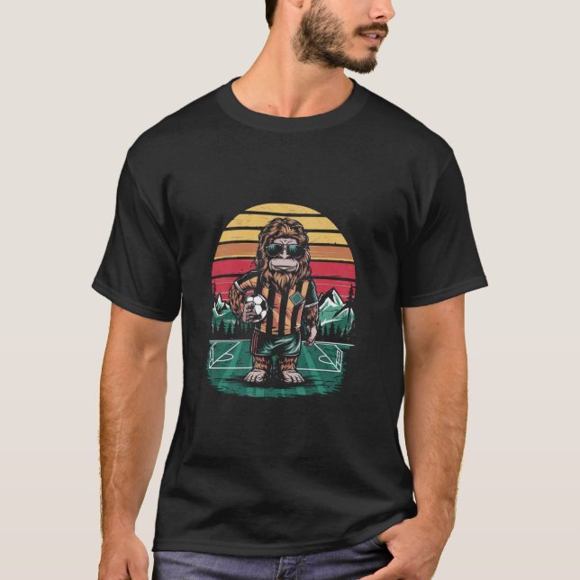 Funny Bigfoot with Soccer Football T-Shirt (Front)