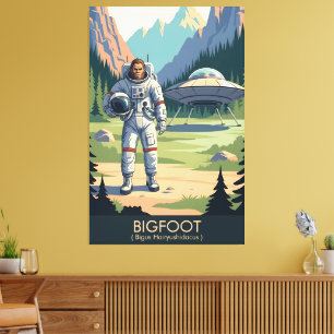 Funny Bigfoot WPA Travel Canvas Print