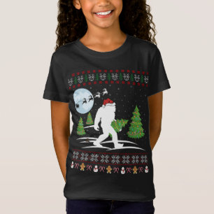 Funny Bigfoot Xmas Gift Santa Hat Ugly Bigfoot Chr T-Shirt