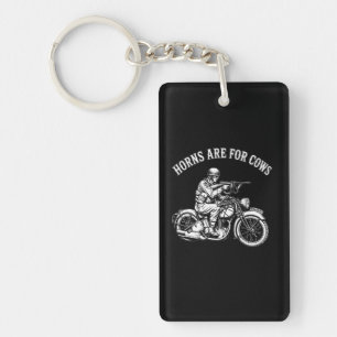 Funny Biker Attitude T-Shirt - Horns Are For Cows Key Ring
