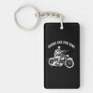 Funny Biker Attitude T-Shirt - Horns Are For Cows Key Ring