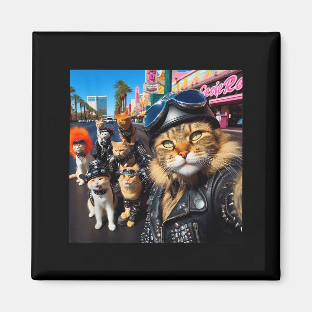 Funny Biker Cats Gangster Cats Street Motorcycle C Magnet (Front)