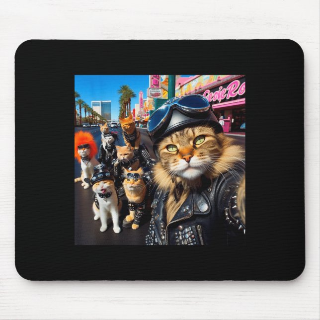 Funny Biker Cats Gangster Cats Street Motorcycle C Mouse Mat (Front)