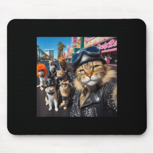 Funny Biker Cats Gangster Cats Street Motorcycle C Mouse Mat