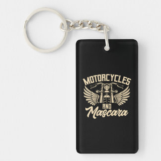 Funny Biker Girl Motorcycles And Mascara Key Ring