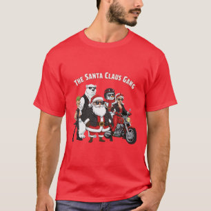 Funny Biker Santa Claus Gang Rock and Roll T-Shirt