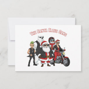 Funny Biker Santa Claus Gang Rock and Roll Thank You Card