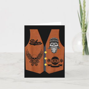 Funny Biker Vest Halloween Costume Motorcycle Card