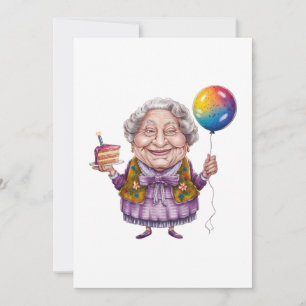Funny Biking Grandma Birthday Party Art Holiday Card