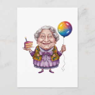 Funny Biking Grandma Birthday Party Art Holiday Postcard