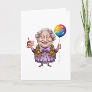 Funny Biking Grandma Birthday Party Art Thank You Card