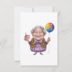 Funny Biking Grandma Birthday Party Art Thank You Card