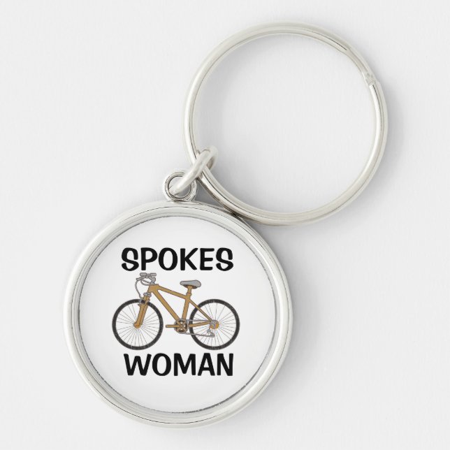 Funny Biking Mum Spokes Woman Key Ring (Front)