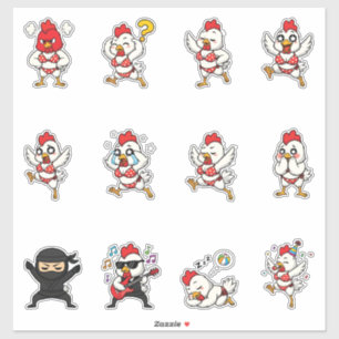 Funny Bikini Chicken Sticker Pack Cartoon Chicken