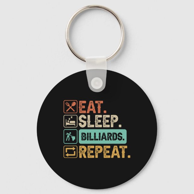 Funny Billiard Game 9-ball Player Dad Cue Stick Lo Key Ring (Front)