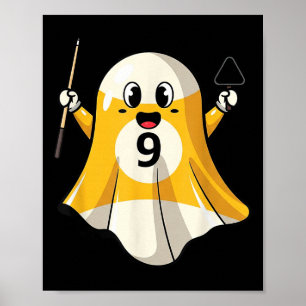 Funny Billiard Ghost Pumpkin Boo Halloween Kids Me Poster