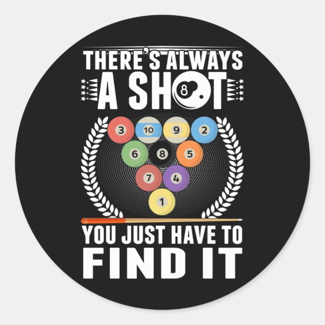 Funny Billiard Joke Cue Snooker Pool Player Classic Round Sticker (Front)