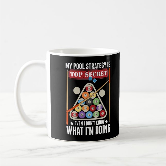 Funny Billiard Strategy Cue Snooker Pool Player Coffee Mug (Left)