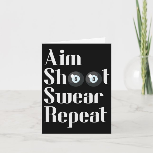 Funny Billiards 8-ball Pool Player Aim Shoot Swear Card (Front)